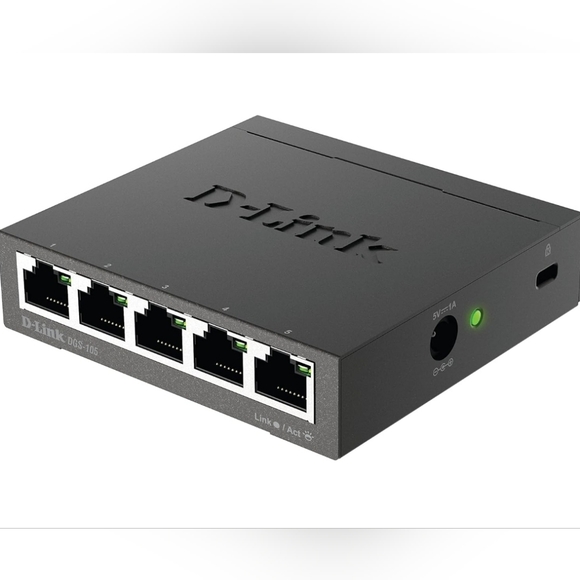 D-Link 5 Port Gigabit Unmanaged Metal Desktop Switch, Plug and play, QoS, Cable - Picture 5 of 10